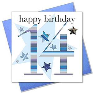 Claire Giles verjaardagskaart voor jongens, opschrift Happy Birthday, cijfer 14