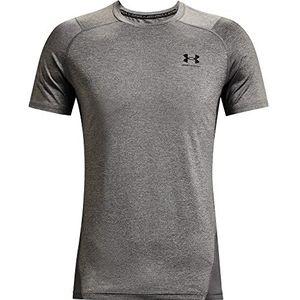 Under Armour heren pantser Heatgear getailleerde korte mouw T-shirt, Carbon Heather (090)/zwart, 3X-Large