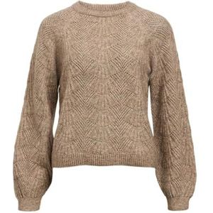 Object OBJFLORA RE L/S Knit Pullover NOOS, Desert Taupe/Detail: melange, L