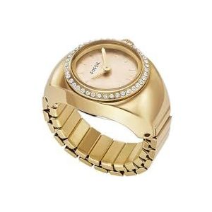 Fossil horloge ring voor dames, Quartz uurwerk met roestvrij stalen horlogebandje, Grijstint