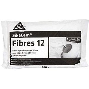 SIKA - 12mm synthetische vezels voor microbeton en beton - SikaCem Fibres 12 White - Vermindert scheuren - Verhoogt de waterdichtheid en schokbestendigheid - Gebruiksklaar - 600g