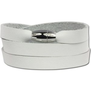 SilberDream VLAP561W Armband, uniseks, wit met magneetsluiting, leer, wit