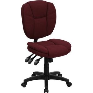Flash Furniture multifunctionele stoel met middelhoge rugleuning, ergonomisch, stof Zonder armen 19 75 W x 18 25 D Bourgognerrode stof.
