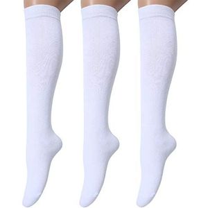 Leotruny 3 paar vrouwen katoen ondoorzichtige knie hoge sokken