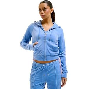 Juicy Couture Dames Madison hoodie met capuchon, sweatjack met capuchon en ritssluiting van velours capuchontrui, Washed Regatta, XS