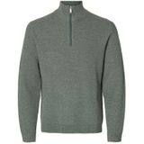 SELECTED MEN Slhross Ls Knit Structure Half Zip Noos, Balsemgroen, L