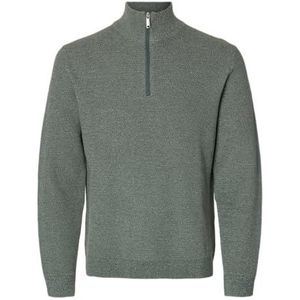 SELECTED MEN Slhross Ls Knit Structure Half Zip Noos, Balsemgroen, L