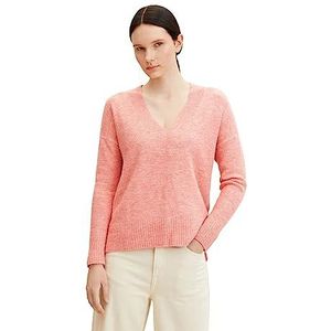 TOM TAILOR Denim Dames Basic trui met V-hals 1033309, 30562 - Peach Pink Melange, M