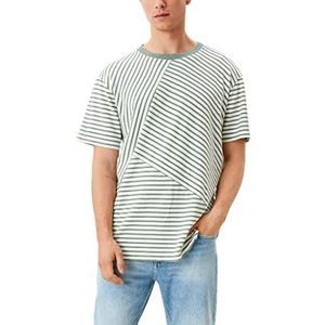 s.Oliver Men's 130.10.202.12.130.2109603 T-shirt, kaki/olijfstrepen, XXL