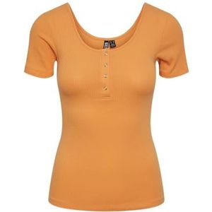 PIECES Pckitte Ss Top Noos T-shirt voor dames, mandarijn, M