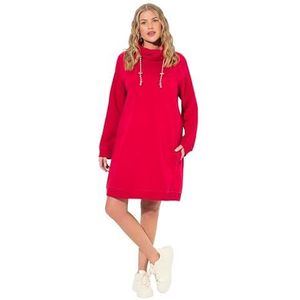 Ulla Popken Grote maten grote maten plus size sweatjurk, opstaande kraag, lange mouwen, zakken, rood, 58/60 NL