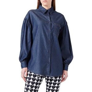 Love Moschino Dames met Puffy shirt met lange mouwen, blauw, 38, blauw, 38