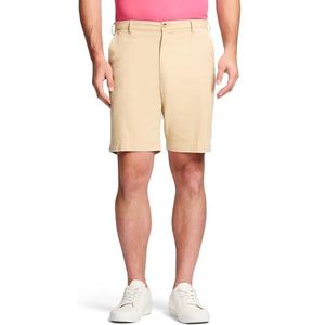 Izod Men's Saltwater 9.5"" Flat Front Chino Short, Pale Khaki Brown, 38