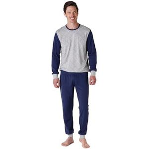 LVB Pyjamaset met lange mouwen en lange broek, grijs en blauw, XXL heren, Grijs en Blauw, XXL