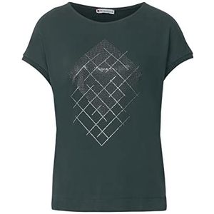 Street One Dames A318915 T-shirt met strass-steentjes, diep Clary Mint, 36, Deep Clary Mint, 36