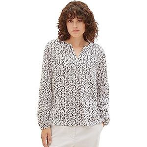 TOM TAILOR Dames T-shirt blouse met patroon, 33766-grijs bloemendesign, 3XL