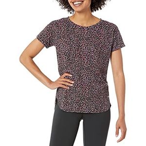 Amazon Essentials Women's Lichtgewicht Studio T-shirt met ronde hals en casual pasvorm (verkrijgbaar in grote maten), Zwart Confetti-afdruk, XS