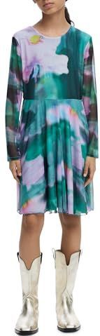 Aquarel - Tule Jurk - Lange Mouwen - Bloemenprint - Kort