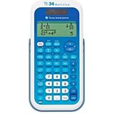 Texas Instruments TI-34 MV Schoolrekenmachine (Multi View, 4-regels display, zonne-energie en batterijen) blauw-wit