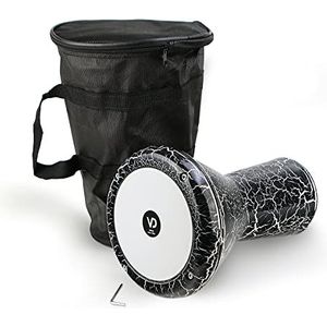 VD Vatan 2040-S-B,Oosterse Darbuka drum Percussion Gegoten aluminium gescheurde lak effect zwart/wit