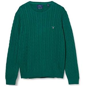 GANT Trui lange mouwen ronde hals kabelgebreid grijs, Deep Forest Green, XS