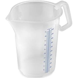 Thermohauser Maatbeker met gesloten handgreep, 5000 ml, kunststof PP, blauwe schaal in liter en milliliter 8300040091 transparant