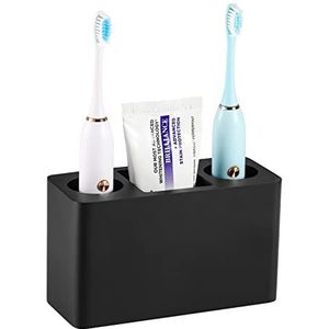 Luxspire Toothbrush Holder, 3 Slots Large Electric Toothbrush Toothpaste Stand, 14x6.5x9.5 cm Resin Decorative Dental Storage for Bathroom Accessories Set Vanity Counter Organizer Caddy, Matte Black