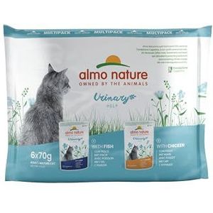 almo nature Multipack Holistic Urinary Help - 3 x Met Vis - 3 x Met Kip. Compleet voer voor volwassenen katten, natvoer 6 stuks (6x70g)