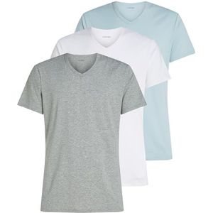 Calvin Klein Heren 3-pack T-shirts met korte mouwen en V-hals, Multi (Wit, Grijs Heather, Sterling Blauw), S