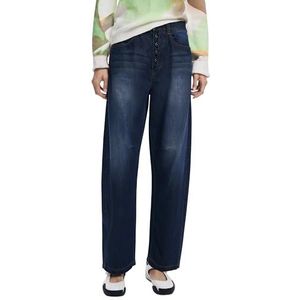 Desigual - Lange Ballonjeans - Effen - Met Wassingseffect - Verstelbare Gesp