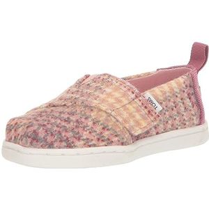 TOMS Klassieke Alpargata Loafer voor meisjes, Roze kwarts geruite tweed koord, 8 UK Child