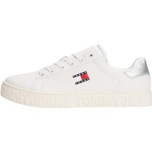 Tommy Jeans Dames (nieuw) Tjw Logo Sneaker Ess En0en02703 Low Top, Wit Ecru Zilver, 35 EU