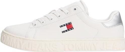 Tommy Jeans Dames (nieuw) Tjw Logo Sneaker Ess En0en02703 Low Top, Wit Ecru Zilver, 35 EU