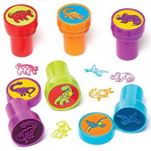 Baker Ross AV293 zelfkleurende dinosaurus stempel voor kunsthandwerk nieuw speelgoed voor kinderen, perfecte party, kous of prijs zakvulling, 20mm, meerkleurig