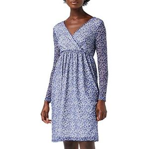 NA-KD Dames gerecycled wrap mesh jurk casual jurk, wit/blauw bloemenpatroon, 36
