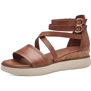 Tamaris Comfort 8-88716-42 440 NUT Wedge Plateau voor dames, comfortabele extra brede alledaagse schoen, feestelijk, elegant, platte sandalen, 40 EU breed, groef, 40 EU Breed