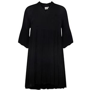 Kaffe Curve Dames Plus Size Dress Tuniek Tiered Ruffle Shorts Sleeves Light Casual, Black Dieep, 54
