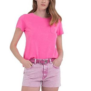 Replay Dames W3796 T-Shirt, 817 roze fluo, S, 817 Pink Fluo, S