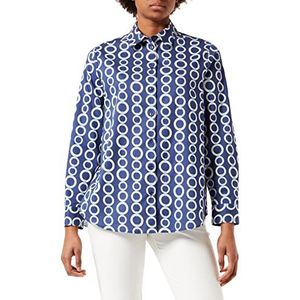 Seidensticker Damesblouse, modieuze blouse, hemdblousekraag, lange mouwen, 100% katoen, blauw, 36