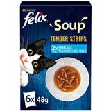 FELIX Soup Tender Strips, soep voor katten, smaakdiversiteit uit het water, 6 x 48 g