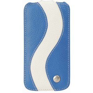 Melkco lederen hoesje voor Samsung Galaxy S4 Mini - Special Edition Jacka Type, Flip Cover, Blauw/Wit