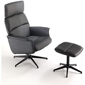 Oresteluchetta Draaibare comfortabele stoel met kruk NORY PU leer, grijs, H.106/112 x B.75 x D.70/115