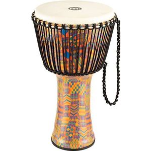 Meinl Percussion PADJ1-XL-F African Djembe met kunststofvel, Travel Series, Rope Tuned, 35,56 cm (14 inch) diameter (Extra Large) Goat Head. Kenyan Quilt