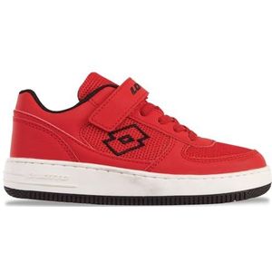 Lotto - Sneakers - Rood/Zwart - Klittenbandsluiting en Vetersluiting - Laag