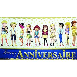 Panoramakaart""Joyeux Anniversaire"" verguld glanzend - kinderen jongens meisjes jongens mode sterren sneaker jeans zonnebril harten