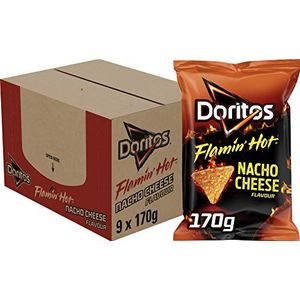 Doritos Tortilla Chips Flamin Hot Nacho Cheese, Doos 9 stuks x 170 g