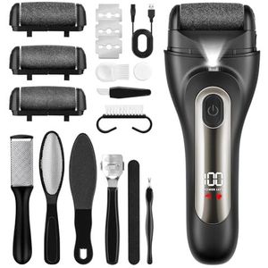 GlasFlength Elektrische voetsnijder, IPX7, waterdicht, elektrische voetschuurmachine, 3 rollen, elektrische voetrasp, 3 snelheden, sneller, elektrische voeten, krachtig, voor dode huid, eelt (zwart)