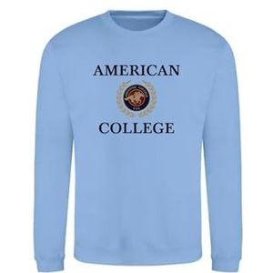 AMERICAN COLLEGE USA Sweatshirt met print, warme kleding, uniseks, kinderen, jongens en meisjes, casual, model ACSCRW7, hemelsblauw, 10 jaar, Turkoois, 10 ans