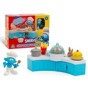 De smurfen, set met functies en 1 exclusief figuur 5,5 cm en accessoires, model smurf koken in de keuken, speelgoed voor kinderen vanaf 3 jaar, PUF181