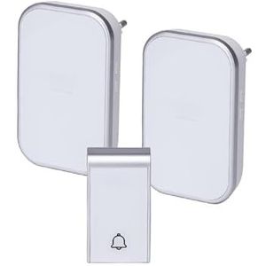 Digitale draadloze bel met moderne, efficiënte wit- en zilvertinten, ideaal voor ingangen en ingangen met onmiddellijke communicatie.